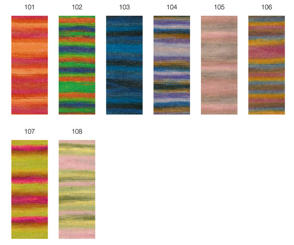 Color swatches with various striped patterns on a white background