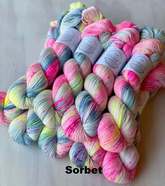 Sorbet - blue, white, hot pink, neon yellow speckles