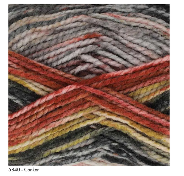 Conker- Greys-burnt orange-yellows-and black mixed