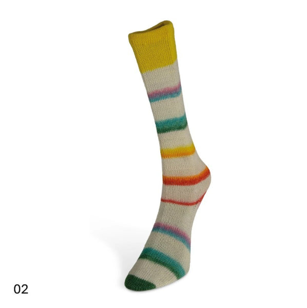 sock form in colors yellow, turquoise, green, orange