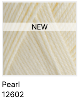 Pearl-colored yarn with 'NEW' label and number 12602