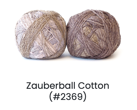 Two balls of Zauberball Cotton with color code #2369 - with light brown and light purple 