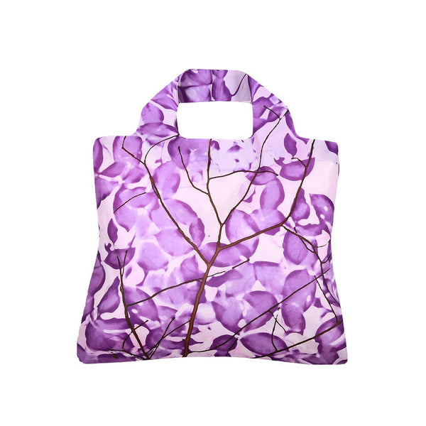 Iight purple bag with image of purple leaves and branches